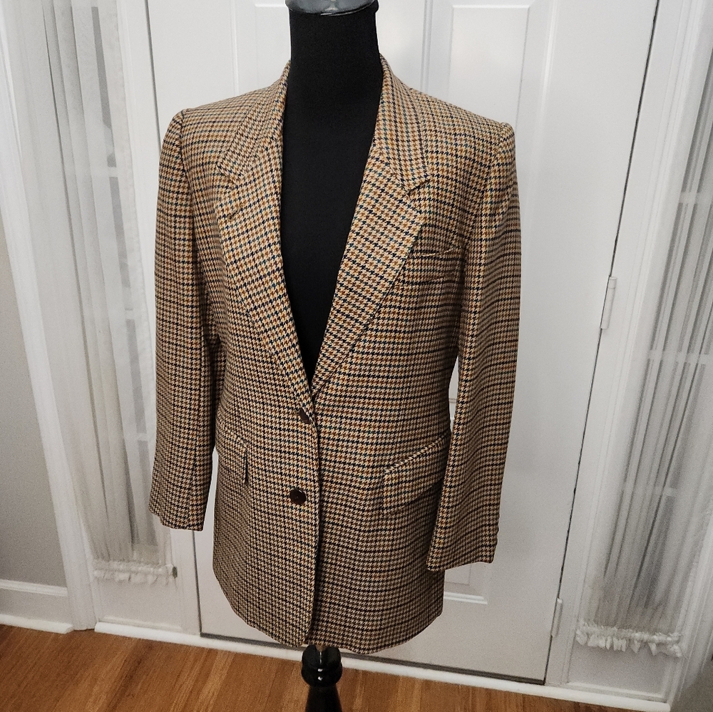 Classic‎ Evan Picone Petites Plaid Wool Blazer  Size 6